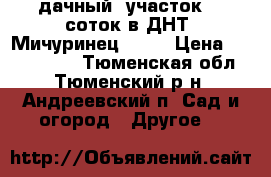 дачный  участок  9 соток в ДНТ “Мичуринец-2“   › Цена ­ 1 300 000 - Тюменская обл., Тюменский р-н, Андреевский п. Сад и огород » Другое   